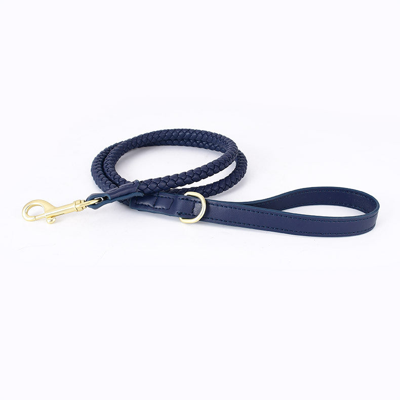 Luxury Braided Leather Dog Collar+Leash Set – Eco-Friendly, Durable, Stylish